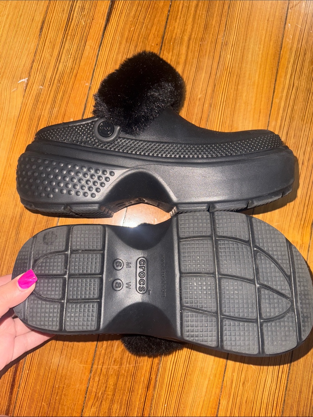 Womens Crocs Faux-Fur Lined Platform